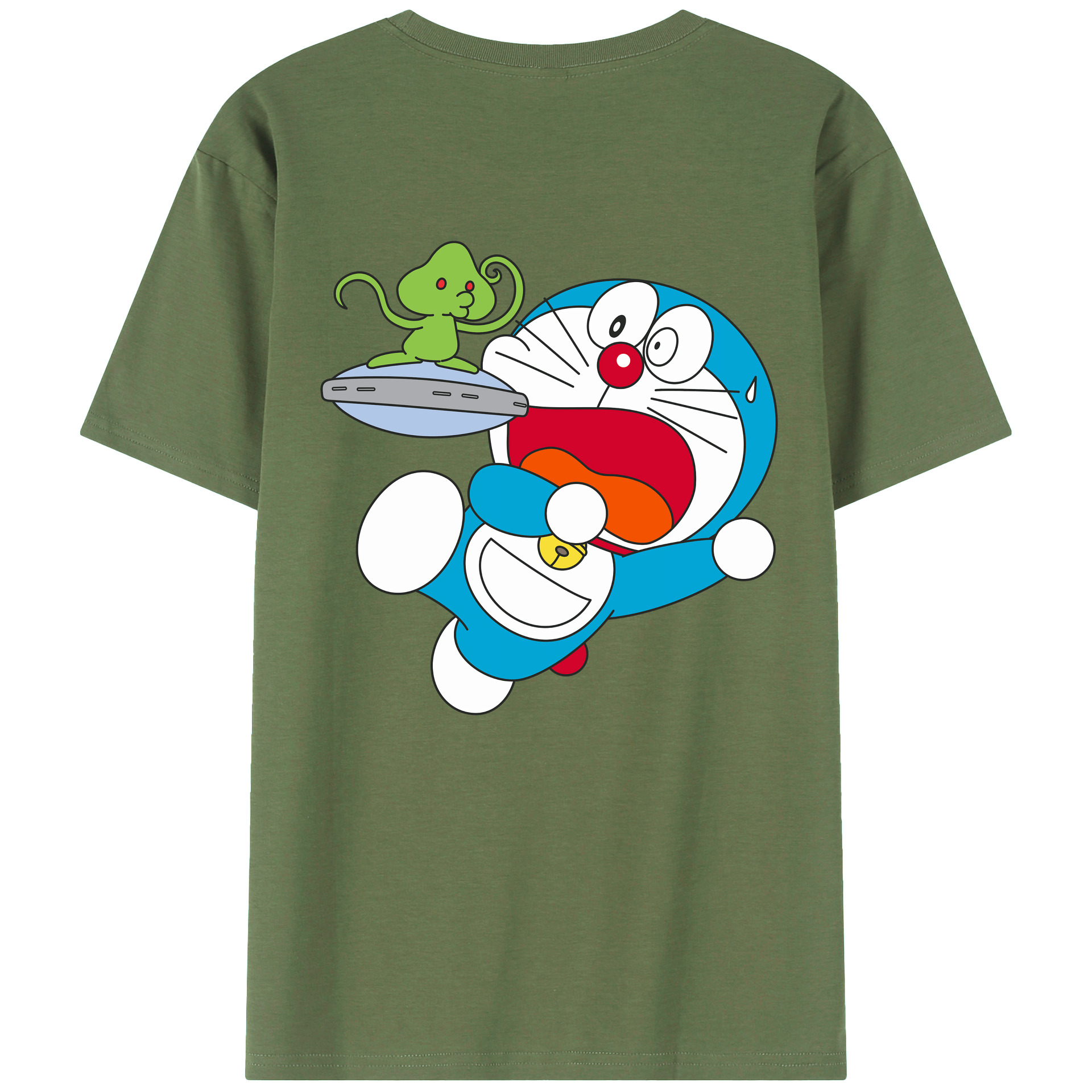 （画像用） ドラえもん Doraemon 綿100％ メンズ半袖Tシャツ（バックプリント） 通気性